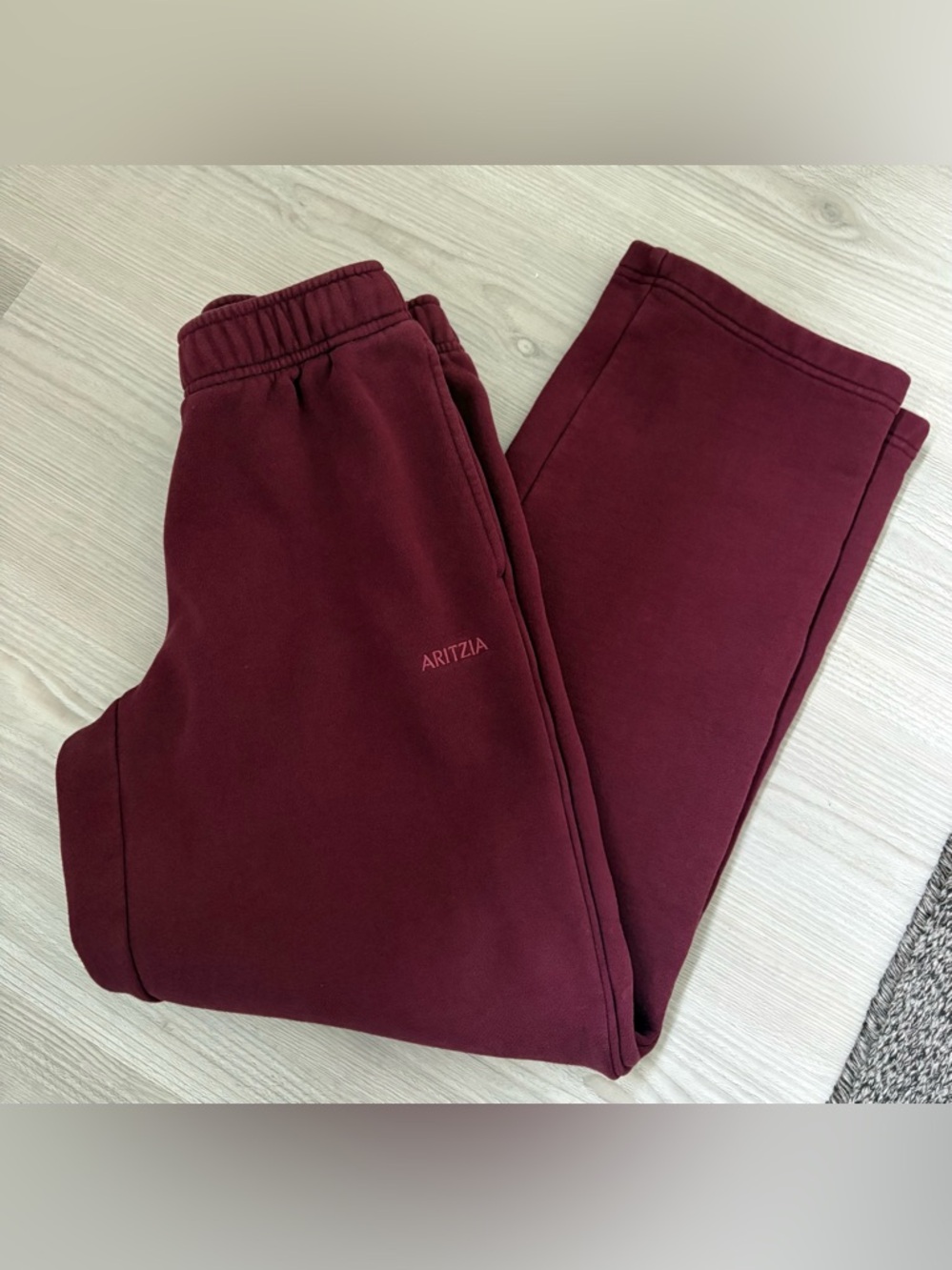 Aritzia Burgundy Low Rise Wide Leg Sweatpants